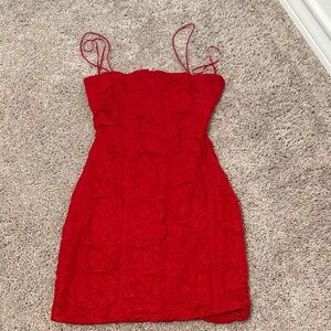 Chic Red Lace Mini Dress